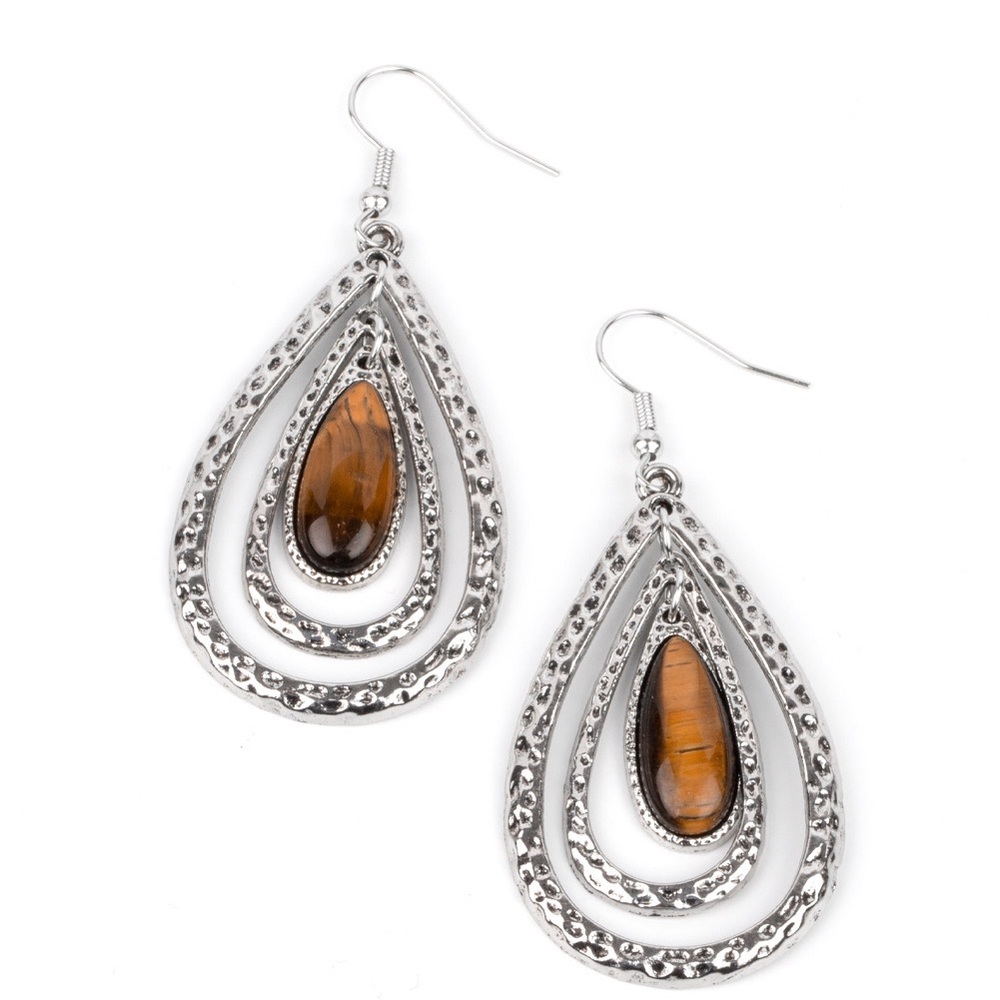 ❤️🔥5/$25❤️🔥 Teardrop Torrent Brown Earrings - Picture 2 of 2